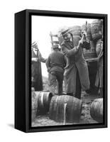 Destroying Barrels Of Beer-null-Framed Stretched Canvas