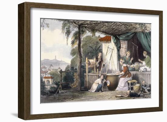 Destroying the Chrysalids and Reeling the Cocoons, from 'China in a Series of Views'-Thomas Allom-Framed Giclee Print