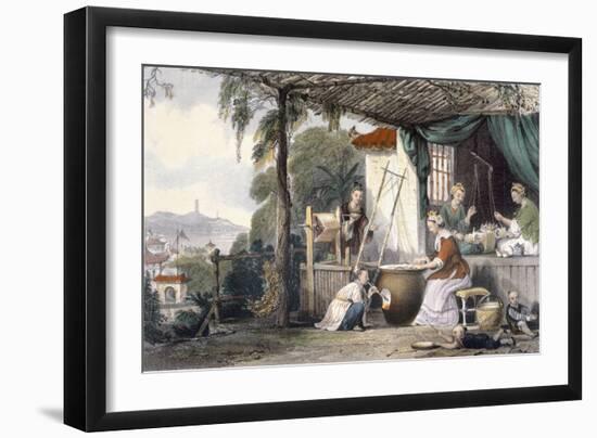 Destroying the Chrysalids and Reeling the Cocoons, from 'China in a Series of Views'-Thomas Allom-Framed Giclee Print