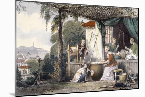 Destroying the Chrysalids and Reeling the Cocoons, from 'China in a Series of Views'-Thomas Allom-Mounted Giclee Print