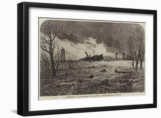 Destruction of a Wooden Bridge on the Irwell, at Lower Broughton, Manchester-null-Framed Giclee Print