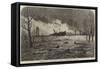 Destruction of a Wooden Bridge on the Irwell, at Lower Broughton, Manchester-null-Framed Stretched Canvas