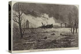 Destruction of a Wooden Bridge on the Irwell, at Lower Broughton, Manchester-null-Stretched Canvas