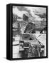 Destruction of Bridge over River Meuse by Belgians to Stop German Advance, World War 2, 1940-null-Framed Stretched Canvas