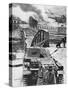 Destruction of Bridge over River Meuse by Belgians to Stop German Advance, World War 2, 1940-null-Stretched Canvas