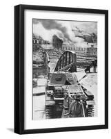 Destruction of Bridge over River Meuse by Belgians to Stop German Advance, World War 2, 1940-null-Framed Giclee Print