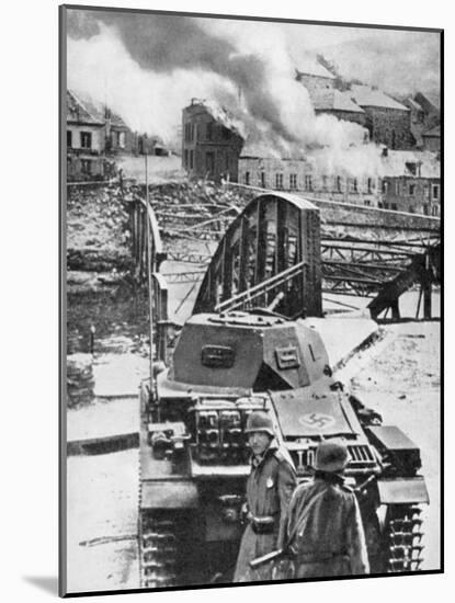 Destruction of Bridge over River Meuse by Belgians to Stop German Advance, World War 2, 1940-null-Mounted Giclee Print