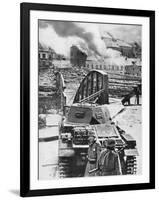 Destruction of Bridge over River Meuse by Belgians to Stop German Advance, World War 2, 1940-null-Framed Giclee Print