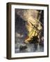 Destruction of British Frigate, Sharon, during the Battle of Yorktown, c.1781-null-Framed Giclee Print