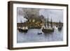 Destruction of Falmouth, Maine by Artillery Fire from British Ships, October 1775-null-Framed Giclee Print