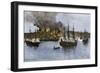 Destruction of Falmouth, Maine by Artillery Fire from British Ships, October 1775-null-Framed Giclee Print