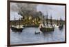 Destruction of Falmouth, Maine by Artillery Fire from British Ships, October 1775-null-Framed Giclee Print