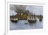 Destruction of Falmouth, Maine by Artillery Fire from British Ships, October 1775-null-Framed Giclee Print