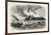 Destruction of Fort Ocracoke, USA, 1870s-null-Framed Giclee Print