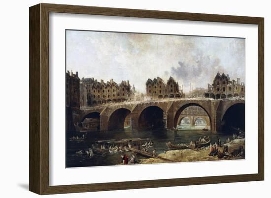 Destruction of Houses on Pont Notre-Dame in 1786-Hubert Robert-Framed Giclee Print