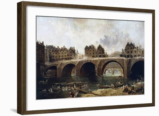 Destruction of Houses on Pont Notre-Dame in 1786-Hubert Robert-Framed Giclee Print