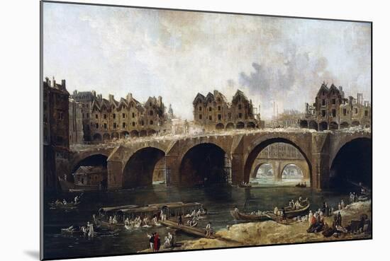 Destruction of Houses on Pont Notre-Dame in 1786-Hubert Robert-Mounted Giclee Print