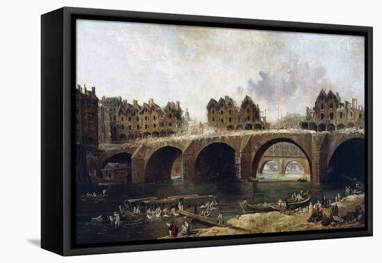 Destruction of Houses on Pont Notre-Dame in 1786-Hubert Robert-Framed Stretched Canvas