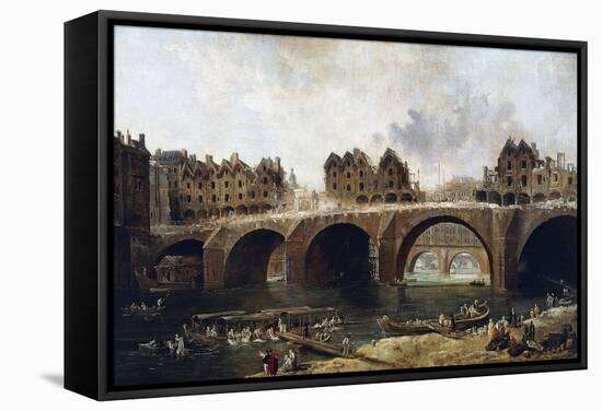 Destruction of Houses on Pont Notre-Dame in 1786-Hubert Robert-Framed Stretched Canvas