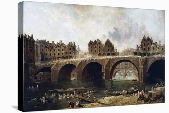 Destruction of Houses on Pont Notre-Dame in 1786-Hubert Robert-Stretched Canvas