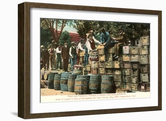 Destruction of Liquor in Kansas, Prohibition, 1907-null-Framed Art Print