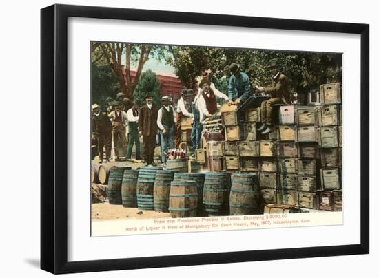 Destruction of Liquor in Kansas, Prohibition, 1907-null-Framed Art Print