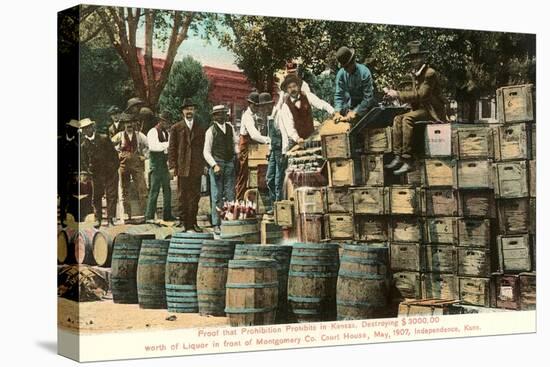 Destruction of Liquor in Kansas, Prohibition, 1907-null-Stretched Canvas