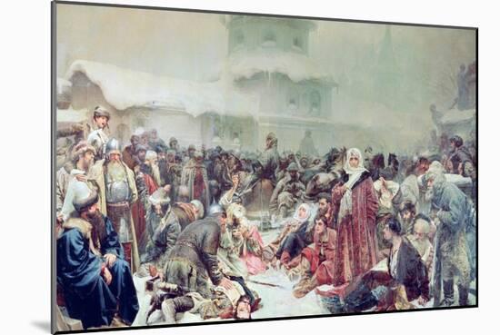 Destruction of Novgorod by Tsar Ivan III 1889-Klavdiy Vasilievich Lebedev-Mounted Giclee Print