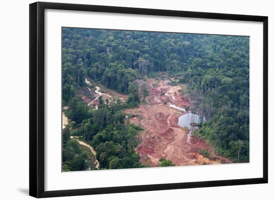 Destruction of Rainforest Caused by Gold Mining, Guyana, South America-Mick Baines & Maren Reichelt-Framed Photographic Print