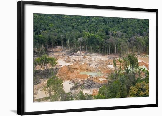 Destruction of Rainforest Caused by Gold Mining, Guyana, South America-Mick Baines & Maren Reichelt-Framed Photographic Print