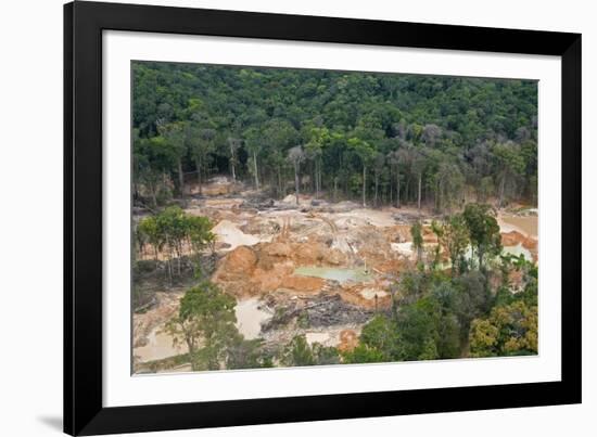 Destruction of Rainforest Caused by Gold Mining, Guyana, South America-Mick Baines & Maren Reichelt-Framed Photographic Print