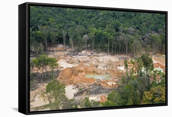 Destruction of Rainforest Caused by Gold Mining, Guyana, South America-Mick Baines & Maren Reichelt-Framed Stretched Canvas