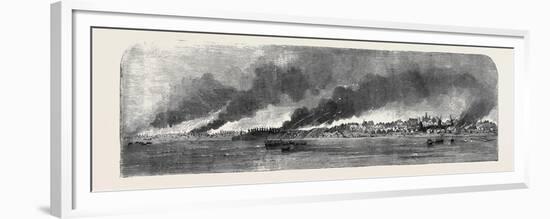 Destruction of Russian Stores at Gheisk, in the Sea of Azoff-null-Framed Premium Giclee Print