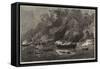 Destruction of Ships by Fire in Bordeaux Harbour-null-Framed Stretched Canvas