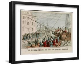 Destruction of Tea in Boston Harbor-Sarony & Major-Framed Art Print