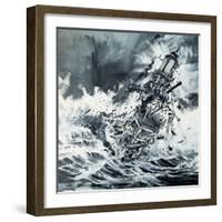 Destruction of the Eddystone Lighthouse, 1703-Graham Coton-Framed Giclee Print