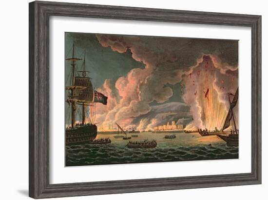 Destruction of the French Fleet at Toulon, 18th December 1793, Engraved by Thomas Sutherland…-Thomas Whitcombe-Framed Giclee Print
