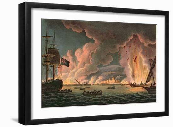 Destruction of the French Fleet at Toulon, 18th December 1793, Engraved by Thomas Sutherland…-Thomas Whitcombe-Framed Giclee Print