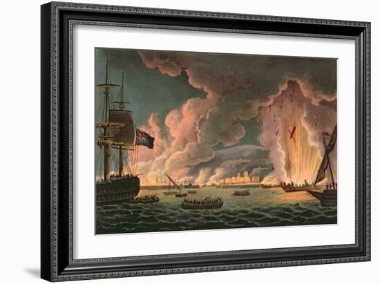Destruction of the French Fleet at Toulon, 18th December 1793, Engraved by Thomas Sutherland…-Thomas Whitcombe-Framed Giclee Print