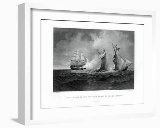 Destruction of the Privateer 'Petrel' by the 'St Lawrence, 28 July 1861, (1862-186)-R Hinshelwood-Framed Giclee Print