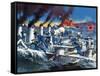 Destruction Of The Russian Destroyers-Ryozo Tanaka-Framed Stretched Canvas