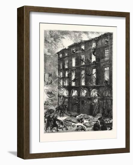 Destruction of the Theatre Des Arts, Rouen, by Fire, France, 1876-null-Framed Giclee Print