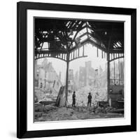 Destruction Visible During Allied Campaign to Liberate Caen During WWII-George Rodger-Framed Photographic Print