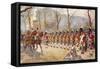Detachment of Gordon Highlanders Dip the Colours to Passing Royalty Near Buckingham Palace-Harry Payne-Framed Stretched Canvas