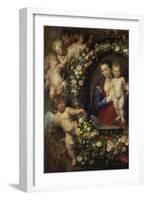 Detail Aus 'Madonna Im Blumenkranz': Linke Seite Des Gemaeldes-Peter Paul Rubens-Framed Giclee Print