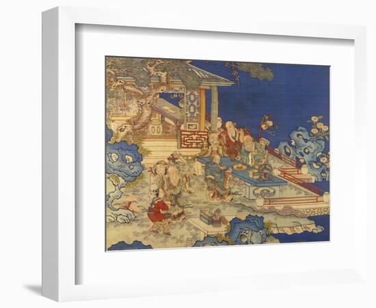 Detail from a Chinese Kesi Coloured Silk Panel Depicting Daoist Immortals-null-Framed Premium Giclee Print