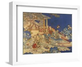Detail from a Chinese Kesi Coloured Silk Panel Depicting Daoist Immortals-null-Framed Premium Giclee Print