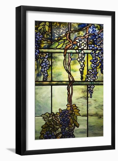 Detail from a Fine Leaded Glass Triptych Window (Wisteria)-null-Framed Giclee Print