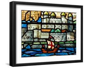 Detail from a Stained Glass Window in the Church of All Hallows by the Tower, the Oldest Church in -Kimberley Coole-Framed Photographic Print