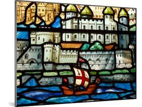 Detail from a Stained Glass Window in the Church of All Hallows by the Tower, the Oldest Church in -Kimberley Coole-Mounted Photographic Print